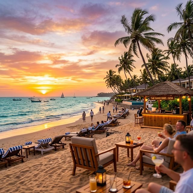 Beach at sunset in Goa