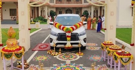 Wedding car decorated with flowers